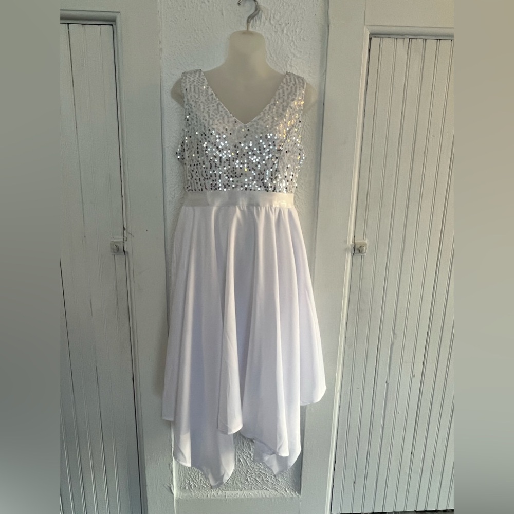 White Sequin Sleeveless Dress